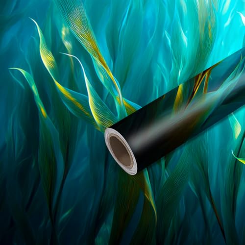 Nuxovilar Teal Seagrass Peel and Stick Wallpaper, 15.75 x 39.37 Inches, Self Adhesive Vinyl Contact Paper, Underwater Aquatic Plant Wall Decor for Bedroom Living Room Cabinet Table - color: YFW07432