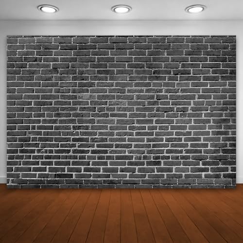 7x5 Ft Brick Wall Party Backdrop，Polyester Fabric Black Brick Sign Photo Backdrops Background for Halloween Party Wedding Graduation Home Decoration Photo Booth Prop Banner - color: Black Brick backdrop, size: 7x5ft