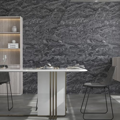 Black White Marble Vinyl Wrap Granite Contact Paper for kitchen Countertops peel and stick Wallpaper 354"x30.3" Matt faux stone Laminate Sheet Counter Top Waterproof Cabinets Table Wall Wrapping Paper