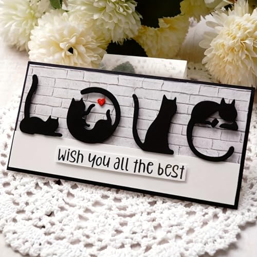 Lapoo 3D Backgrounds Metal Cutting Die for Scrapbooking, New Cutting Dies DIY Album Card Making Decor Paper Craft Metal Die Cuts Party Wedding Decorations (Cute Cat 3.6 x 2.7 in) - color: Cute Cat 3.6 x 2.7 in