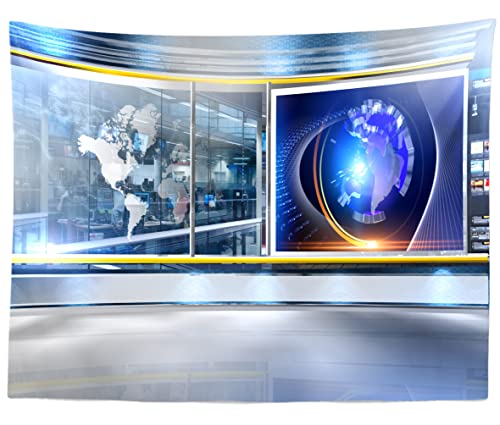 Fabric 8x6ft News Broadcast Backdrop TV Show News-Television Hall Interior Scene Photograohy Background Record News Report Business Study Backdrop Host Portrait Studio Props - size: 8x6FT