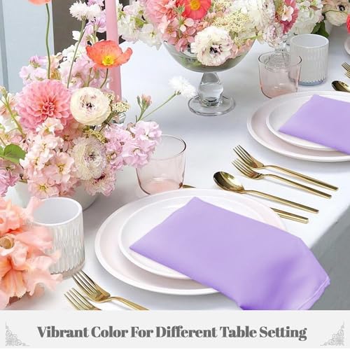 PLOYMONO Lavender Heavy Duty Cloth Napkins - 17 x 17 Inch Solid Washable Polyester Dinner Napkins - Set of 8 Napkins with Hemmed Edges - Great for Weddings, Parties, Spring Easter Summer & More - color: Lavender