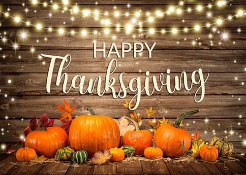 Happy Thanksgiving Wooden Backdrop Fall Thanksgiving Autumn Harvest Pumpkin Decors Photography Background 10x8ft Fabric for Friendsgiving Party Kid Children Family Portrait Studio Photo Prop - color: orange, size: 10X8FT-Polyester
