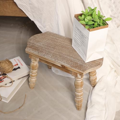 dwellington Wooden Bathroom Wood Foot Stool for Adults Kids, Bedside Step Planter Stool for Kitchen(Natural) - color: Natural
