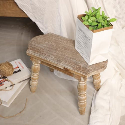 dwellington Wooden Bathroom Wood Foot Stool for Adults Kids, Bedside Step Planter Stool for Kitchen(Natural) - color: Natural