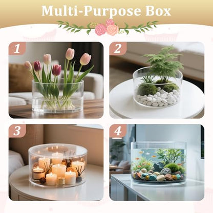 3Pcs Acrylic Cake Display Stand 6'' 8'' 10'' Round 3 Tier Clear Cylinder Cake Box for Wedding Birthday Party Decor(6 / 8 / 10 Inch) - size: 6 & 8 &10