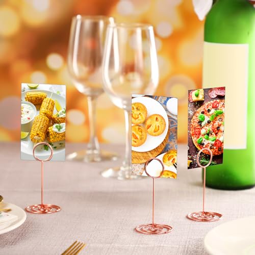 TecUnite 24 Pieces 3.35 Inch Table Number Holder Place Card Photo Holder Picture Name Menu Clips Memo Cards Stand for Wedding Reception Anniversary Birthday Party Centerpieces (Rose Gold) - color: Rose Gold