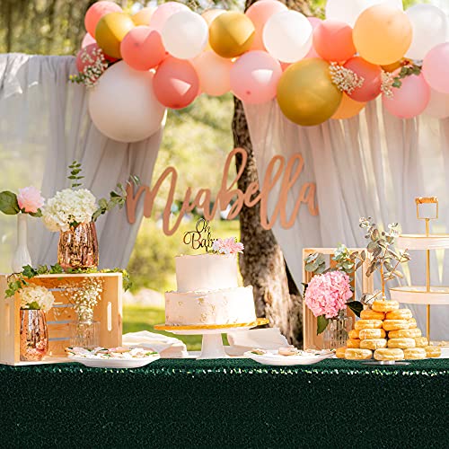 nanbowang Sequin Tablecloth - Dark Green Table Cloths for Parties Rectangular Table Cover Overlay Sequin Fabric Table Linens Birthday/Baby Shower/Tea Party Decor - size: 120" x 60" (Rectangular)