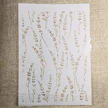 TIAMECH A4 Reusable Grass Stencil for Painting - Thin Grass Leaves Layering Template, DIY Wall Art, Wood Furniture, Scrapbook & Crafts (8.3x11.7inch) - style: Thin Grass