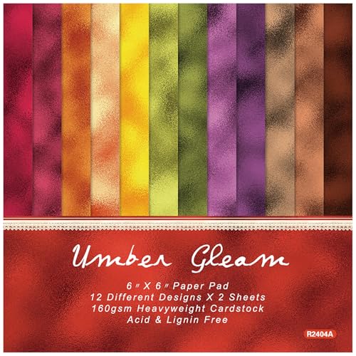 Scrapbook Paper Pad 6x6, Colorful Shadow Pattern Single Sided Cardstock, 24 Sheets 160 gsm Acid-free Decorative Craft Paper for DIY Photo Album Background Scrapbooking Supplies Kit, 12 Designs - color: Red, purple