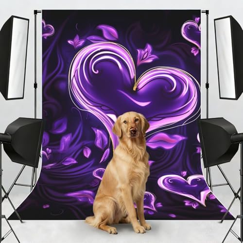 Purple Love Backdrop Background for Photography 5x7ft Photobooth Professional Photo Backdrop Curtains Video Photography Studio Photo Backgrounds Banner Booth Background Screen Parties - color: Purple Love