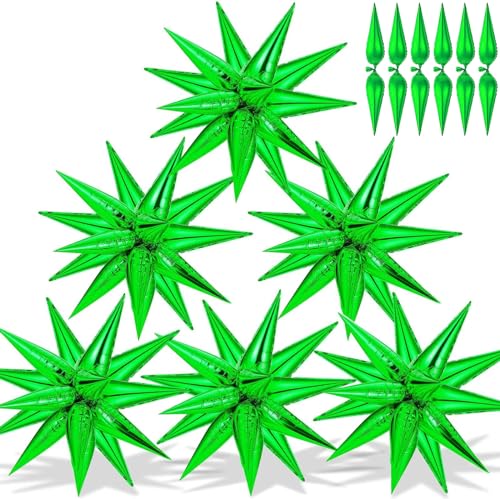 72 PCS Green Star Balloons, Big 26 Inch Explosion Star Foil Balloons, 12 Point Spike Balloons Party Decoration Supplies for Christmas, Backdrop Supplie, Birthday, Wedding, Anniversary - color: Green Star Cones, 26 Inch