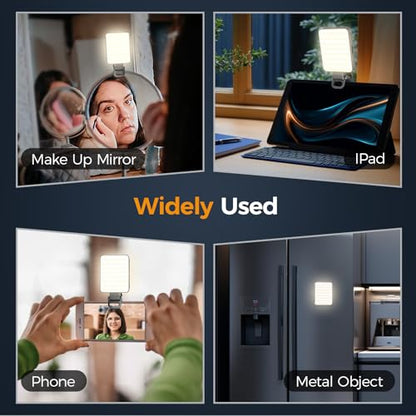 Magnetic Selfie Light for Cell Phone, gliship 128 Led Selfie Light Compatible with Magsafe Rechargeable Portable Clip Fill Light with 3 Lights Modes for Phone Camera Laptop Camera - color: Dark Black
