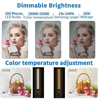 LED Video Light Battery Powered Photography Light Portable Handheld Wand,Dimmable 2800-5500K Photo Studio Light Kit with NP-970 Li-ion Battery and Stand for Portrait, YouTube,Outdoor Video - size: Lighting kit+NP-F970 battery