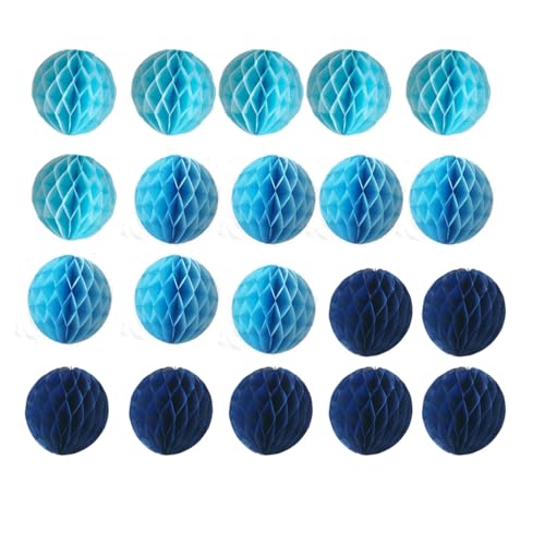 20pcs Honeycomb Flower Balls Party Honeycomb Balls Decoration Paper Flower Balls Tissue Paper Flower Ball Pom Poms Ball for Birthday Wedding Home Decor (6inch, Blue Set) - color: Blue Set, size: 6 Inch