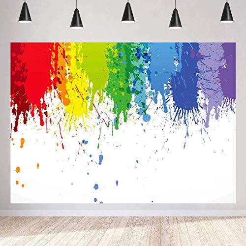 7x5ft Abstract Cartoons Art Backdrop Colorful Paint Splatter - Perfect for Parties, Photography & Photo Booth - size: 7x5ft