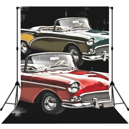Old Fashioned Backdrop Background for Photography 5x7ft Photobooth Professional Photo Backdrop Curtains Video Photography Studio Photo Backgrounds Banner Booth Background Screen Parties - color: Classic Car Roadsters Old Fashioned