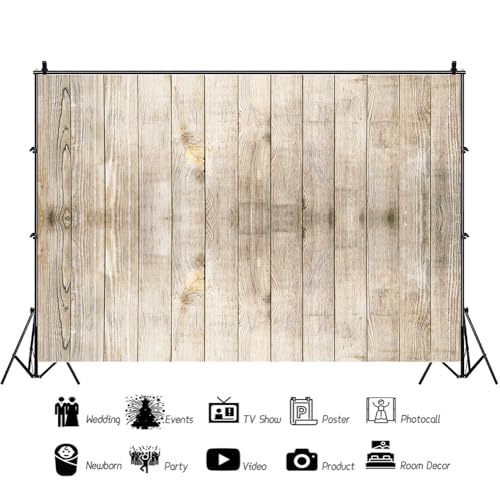 AOFOTO 12x8ft Wood Backdrops for Photoshoot Wood Planks for Walls Birthday Party Decorations Vintage Brown Wooden Grain Hardwood Photography Background Child Kid Artistic Portrait Photo Studio Props - size: 12x8ft
