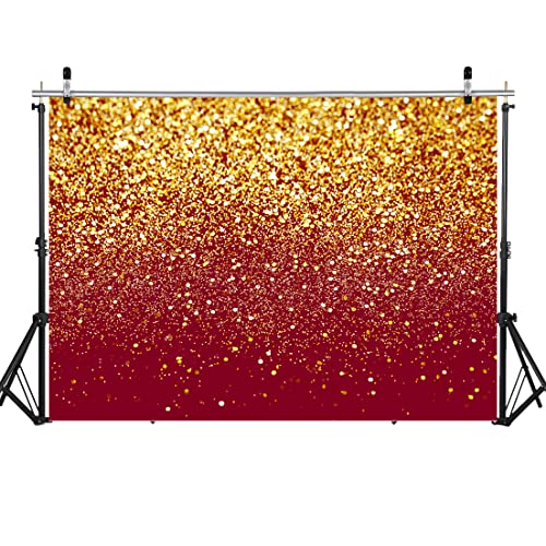 8x6ft Red Glitter Backdrop Birthday Gold Spots Bokeh Wedding Prom Graduation Photography Background X-126 - color: Red, size: 8X6ft