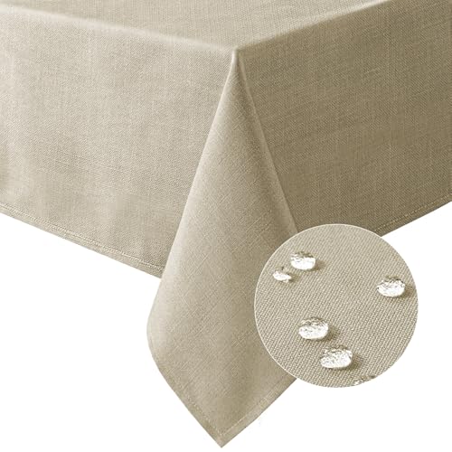 H.VERSAILTEX Linen Textured Table Cloths 54 x 54 Inch Premium Solid Tablecloth Spill-Proof Waterproof Table Cover for Dining Buffet Feature Extra Soft and Thick Fabric Wrinkle Free, Taupe - color: Taupe, size: 54" x 54" (Square)
