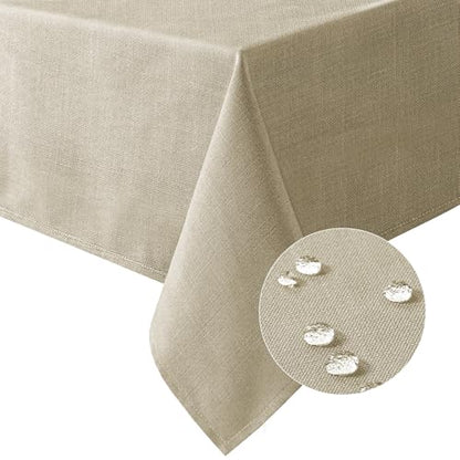 H.VERSAILTEX Linen Textured Table Cloths 54 x 54 Inch Premium Solid Tablecloth Spill-Proof Waterproof Table Cover for Dining Buffet Feature Extra Soft and Thick Fabric Wrinkle Free, Taupe - color: Taupe, size: 54" x 54" (Square)