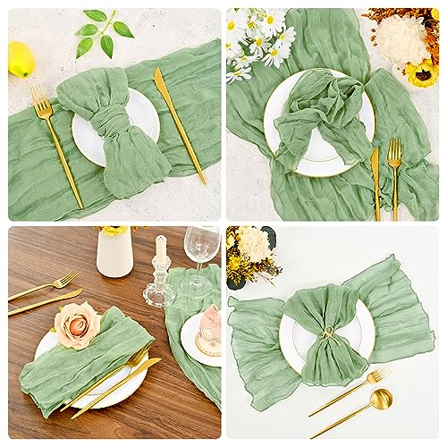42 Pcs Sage Green Gauze Cheesecloth Napkins, 20 x 20 Inch Rustic Boho Dinner Napkins Wrinkled Rustic Linen Napkins for Wedding,Dinner,Family Everyday Use/Parties - color: Sage Green, size: 20" x 20" (Set of 42)