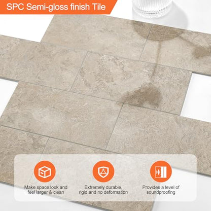 10 Sheet Stone Beige Peel and Stick Backsplash, 12’’Luxury Ceramic Look Self Stick Subway Tiles, Waterproof Peel and Stick Wall Tiles for Kitchen and Bathrrom - color: Stone Beige