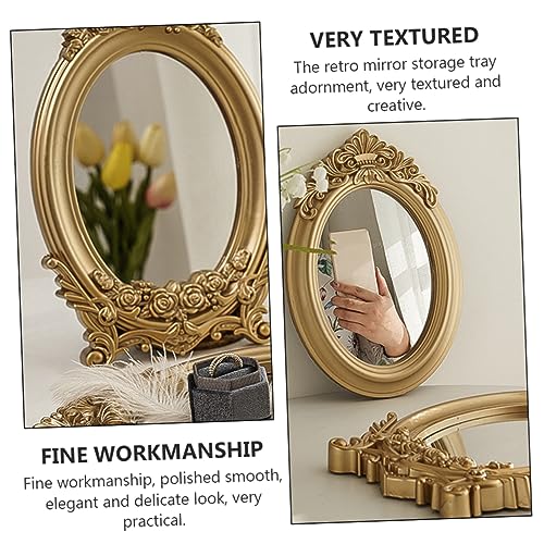 BESTYASH 1Pc Mirror Photo Props Tray Elegant Decorative Ornament for Makeup and Home Adornment Multi Purpose Storage Finish