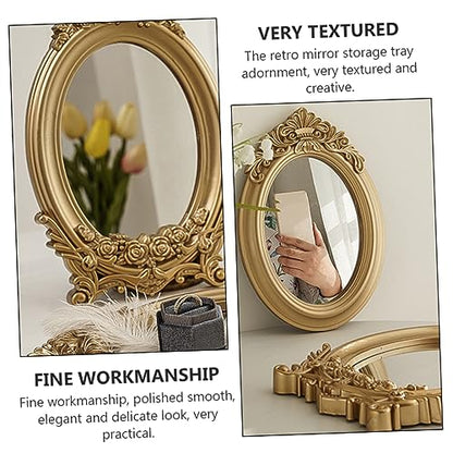 BESTYASH 1Pc Mirror Photo Props Tray Elegant Decorative Ornament for Makeup and Home Adornment Multi Purpose Storage Finish