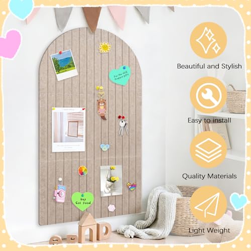 2 Pcs Foldable Felt Bulletin Board, 0.35" Thick Arch Fabric Pin Board with Adhesive Sticker, Large Cork Boards Wall Mount Memo Boards for Office Bedroom Living Room, Decorative Board (47x24 inch) - size: 47x24 inch