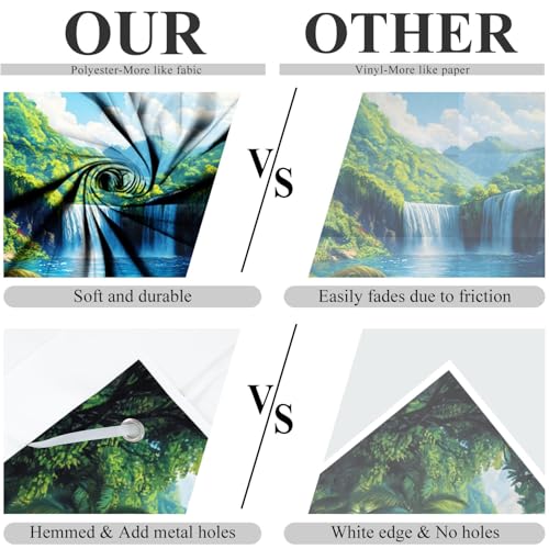 7x5ft Fabric Rainforest Falls VBS 2026 Decorations Backdrop Emerald VBS Summer Jungle Forest Rainbow Floral Background for Spring Outdoor Safari Birthday Party Decor Banner Photo Props - color: Verdant, size: 7x5ft
