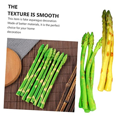 ULTECHNOVO 8pcs Lifelike Asparagus Models Realistic Artificial Vegetable Decorations for Rustic Kitchen Decor PVC Soft Simulation Prop for Home and Photography