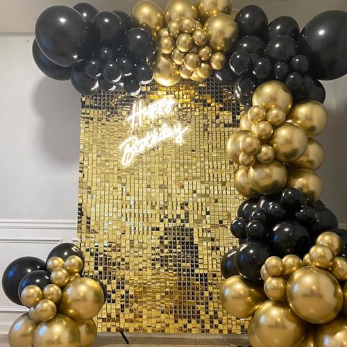 Light Gold Shimmer Wall Backdrop,Shiny Sequins,12Pcs Sequins Backdrop Panels, Glitter Bling Photo Background for Birthday Party Wedding Engagement Anniversary Graduation (Each 1FT², Total 12FT²) - color: Light Gold, size: 3 FT x 4 FT