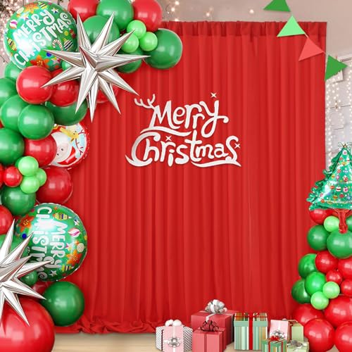 MoKoHouse 10ft x 8ft Red Backdrop for Parties Thick Red Backdrop Drape for Christmas Party Birthday 2 Panels 5ft x 8ft - color: Red, size: 5ft x 8ft 2 Panels