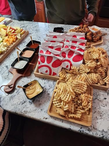 Bamboo Serving Trays Charcuterie Platter 16.5"x11.8"（42x30cm with Handle, Set Includes 1xHexagon 12.5"(32cm)+1xSquare 7.8"(20cm)+1xSquare 5.9"(15cm) Small Plates for Family Dinner - color: 1hexagon+2square