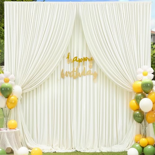 20ft x 10ft Ivory Backdrop Curtains Panels for Parties Wedding Wrinkle Free Fabric Backdrop Drapes Decorations Cloth for Baby Shower Photography Birthday Party Bridal Shower Background Curtain - color: Ivory, size: W5' x H10'(4 panels)