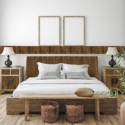 Abyssaly Wood Grain Contact Paper, Brown Wood Peel and Stick Wallpaper, Thicken Self Adhesive Removable Wallpaper for Cabinets Bedroom Kitchen 17.7 in X 413 in - color: Brown/Wood, size: 17.7" x 393"