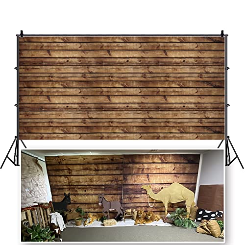 20x10ft Seamless Wood Backdrops for Photography Rustic Grunge Worn Brown Wooden Backdrop Banner Decorations Vintage Wood Board Photography Background Photo Studio Props - size: 20x10ft