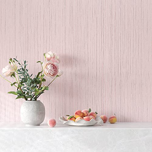 VEELIKE Pale Pink Grasscloth Peel and Stick Wallpaper Textured Grass Cloth Wallpaper 15.7''x354'' Removable Grasscloth Contact Paper Self Adhesive Pink Wall Paper for Bedroom Girls Room Bathroom - color: Pale Pink, size: 15.7" x 354"