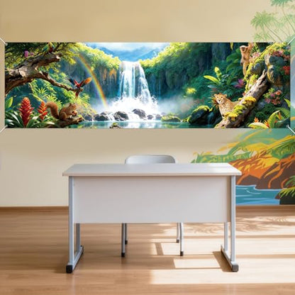VBS 2026 Rainforest Falls Banner Backdrop Rainforest Falls VBS Party Decoration 6.6 x 2ft Tropical Jungle Safari Photo Backdrop Safari Wild Animals Hanging Banner for Sunday School Class Party Props