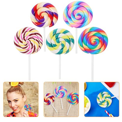 Abaodam 5Pcs Large Simulation Lollipop Giant Lollipop Prop Fake Candy Photo Booth Prop for Christmas Party Carnival Cosplay Wedding Birthday Party Supplies