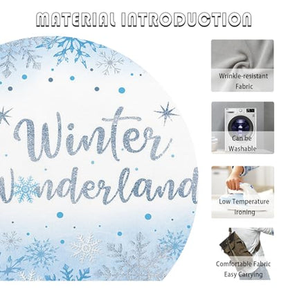AIBIIN 7x5ft Winter Wonderland Backdrop for Photography Winter Wonderland Baby Shower Backdrop for Boys Baby It's Cold Outside Blue Snowflake Decorations Banner Photo Props Supplies - size: 7x5ft