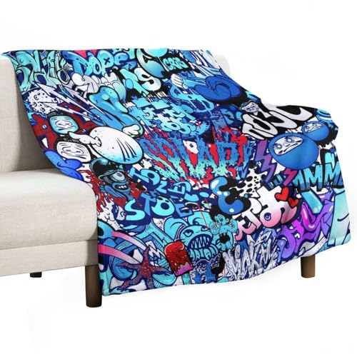 Modern Throw Blanket Teenager Style Image Street Wall Graffiti Graphic Colorful Design Blanket for Sofa Bed Couch Chair Or Dorm 30"x40" - color: Style-11, size: 30"x40"