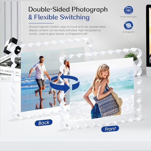 acrylic photo frame- 2Pack Scalloped Picture Frames 8×10 Inch, 15+15mm Thick BlockClear Glass Photo Frame with Thick Block | Modern Home Gift Set (2 Pack, 8X10) - color: 2 Pack, size: 8X10