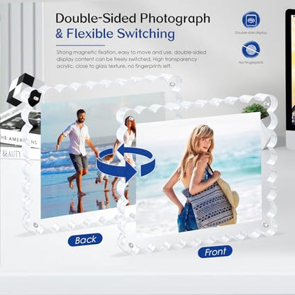 acrylic photo frame- 2Pack Scalloped Picture Frames 8×10 Inch, 15+15mm Thick BlockClear Glass Photo Frame with Thick Block | Modern Home Gift Set (2 Pack, 8X10) - color: 2 Pack, size: 8X10