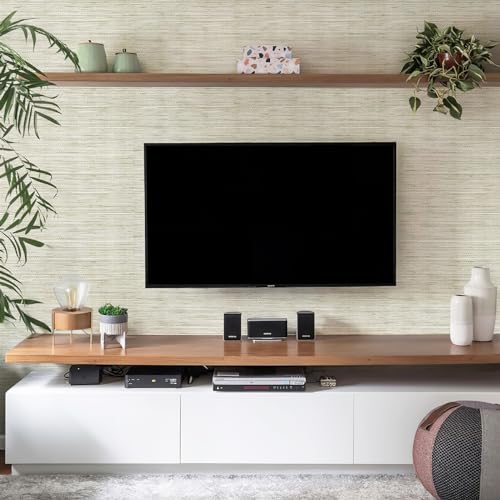 JiffDiff Grasscloth Wallpaper Peel and Stick Cream Grassweave Peel & Stick Wall Paper Textured Wallpaper Self Adhesive Contact Paper 787" x 17.3" - color: Beige, size: 17.3" x 787"