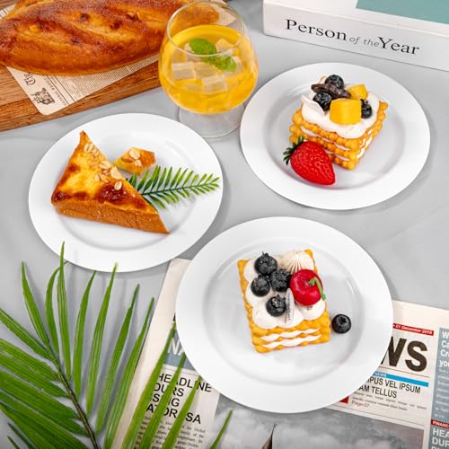 bUCLA 100Pieces White Plastic Plates - 6.25inch Disposable Plastic Appetizer/Small Cake/Salad/Dessert Plates Premium Hard, Ideal for Weddings& Parties - color: 6.25Inch-100pcs-White