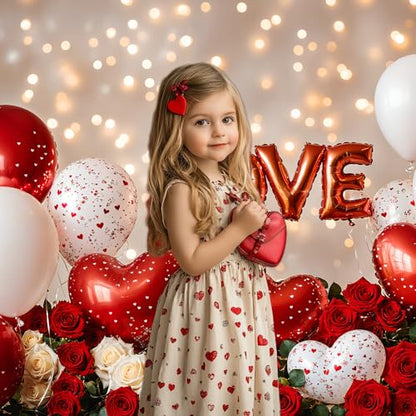 Kate 8x8ft/2.5x2.5m Valentine Backdrop Heart Balloon Rose Computer Printed Cloth Background Photo Video Studio Props