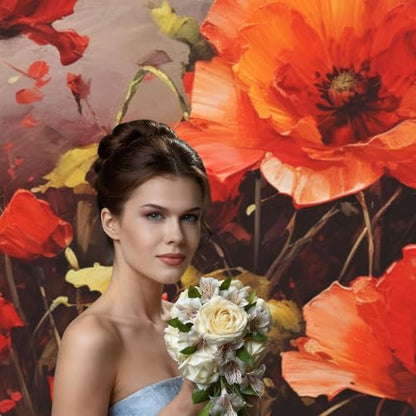 Oil Painting red Flower Backdrop Background for Photography 5x7ft Photobooth Professional Photo Backdrop Curtains Video Photography Studio Photo Backgrounds Banner Booth Background Screen Parties - color: Oil Painting Red Flower
