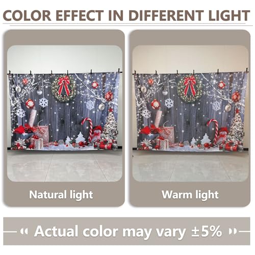 Fabric 7x5ft Christmas Photography Backdrop Winter Rustic Wood Background Xmas Tree Snow Wall Santa Party Decoration Holiday Photo Banner Props - size: 7'x5'